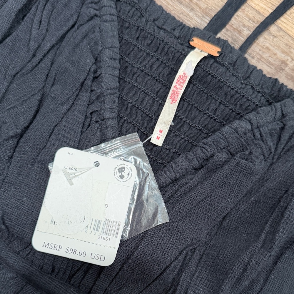 Free People Black Long-Sleeve Smocked Peplum Top - Women - Picture 2 of 4